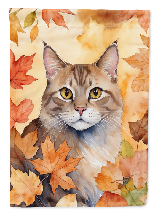 Caroline's Treasures Dwelf Cat in Fall Leaves House Flag Large Porch Sleeve Pole Decorative Outside Yard Banner Artwork