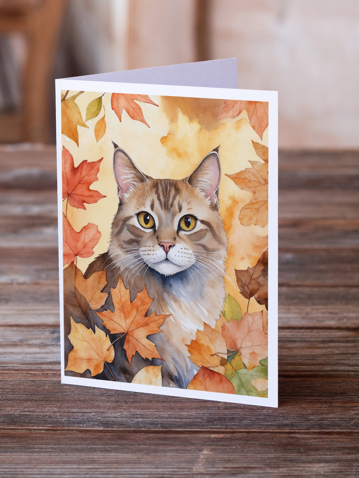 Caroline's Treasures Dwelf Cat in Fall Leaves Greeting Cards Pack of 8 Blank Cards with Envelopes Whimsical A7 Size 5x7 - image 2