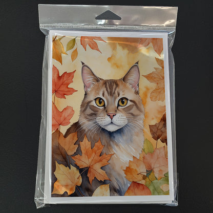 Caroline's Treasures Dwelf Cat in Fall Leaves Greeting Cards Pack of 8 Blank Cards with Envelopes Whimsical A7 Size 5x7 - image 3