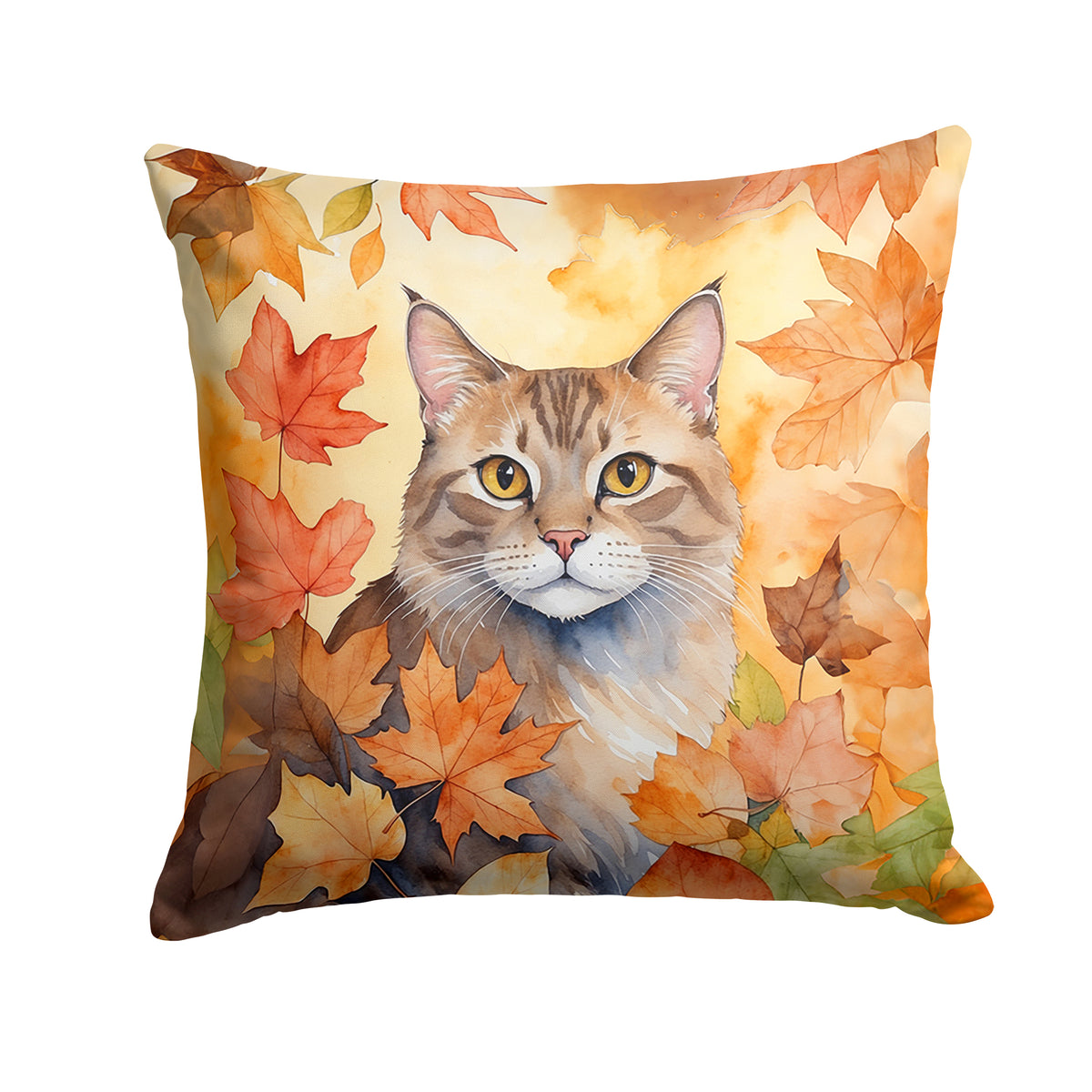 Caroline's Treasures Dwelf Cat in Fall Leaves Throw Pillow Machine Washable, Indoor Outdoor Decorative Pillow for