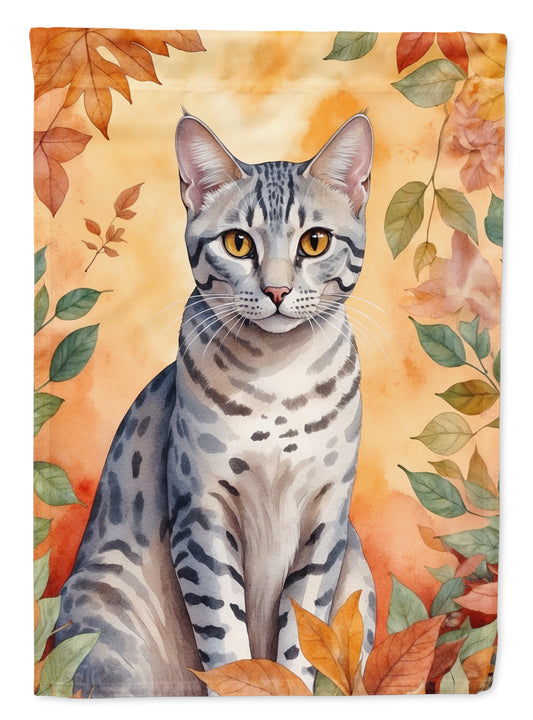 Caroline's Treasures Egyptian Mau Cat in Fall Leaves Garden Flag Mailbox Flag Decorative Yard Flag Banner Outside Patio