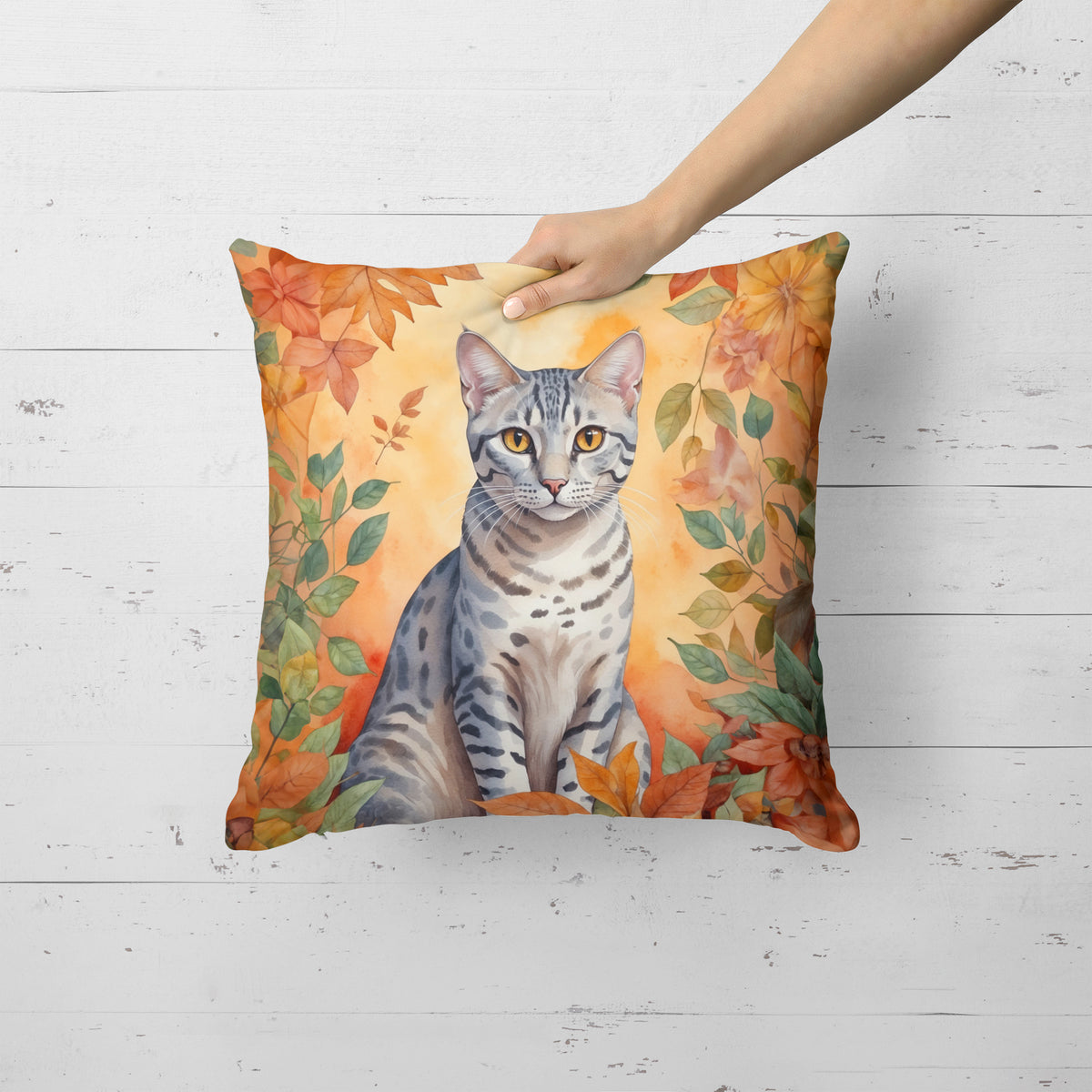 Caroline's Treasures Egyptian Mau Cat in Fall Leaves Throw Pillow Machine Washable, Indoor Outdoor Decorative Pillow - image 2