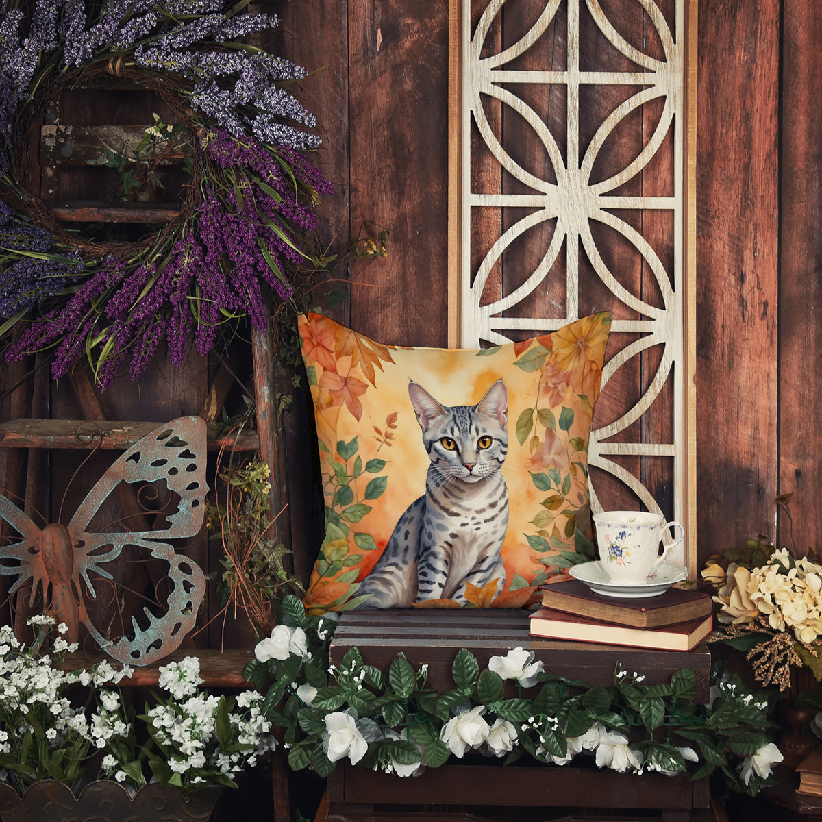 Caroline's Treasures Egyptian Mau Cat in Fall Leaves Throw Pillow Machine Washable, Indoor Outdoor Decorative Pillow - image 6