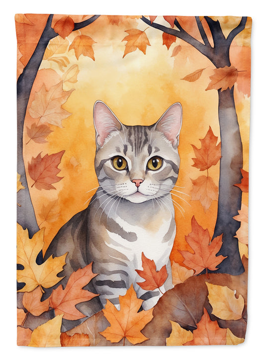 Caroline's Treasures European Shorthair Cat in Fall Leaves House Flag Large Porch Sleeve Pole Decorative Outside Yard