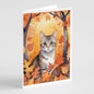 Caroline's Treasures European Shorthair Cat in Fall Leaves Greeting Cards Pack of 8 Blank Cards with Envelopes