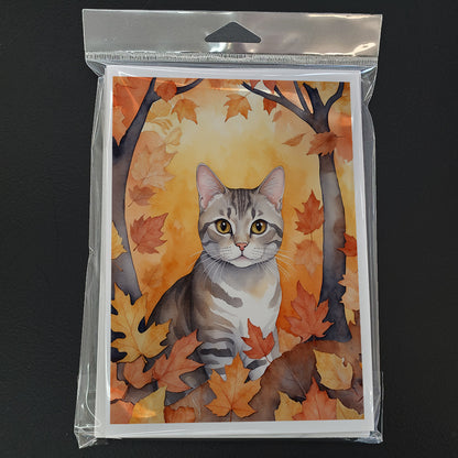 Caroline's Treasures European Shorthair Cat in Fall Leaves Greeting Cards Pack of 8 Blank Cards with Envelopes - image 3