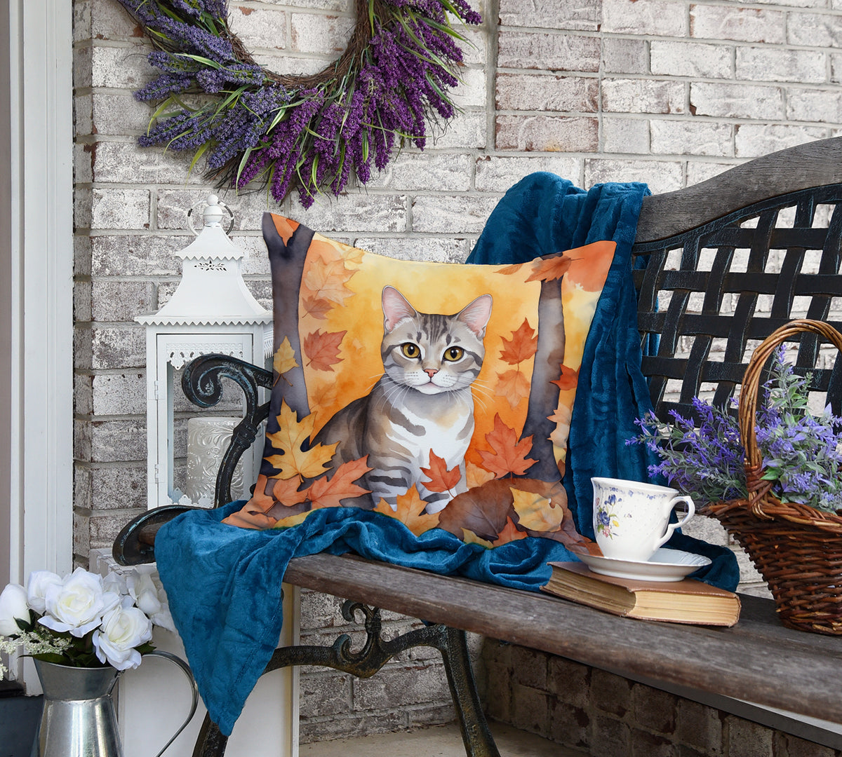 Caroline's Treasures European Shorthair Cat in Fall Leaves Throw Pillow Machine Washable, Indoor Outdoor Decorative - image 4