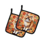 Caroline's Treasures Exotic Shorthair Cat in Fall Leaves Pair of Pot Holders Kitchen Heat Resistant Pot Holders Sets
