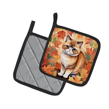 Caroline's Treasures Exotic Shorthair Cat in Fall Leaves Pair of Pot Holders Kitchen Heat Resistant Pot Holders Sets - image 2