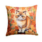Caroline's Treasures Exotic Shorthair Cat in Fall Leaves Throw Pillow Machine Washable, Indoor Outdoor Decorative