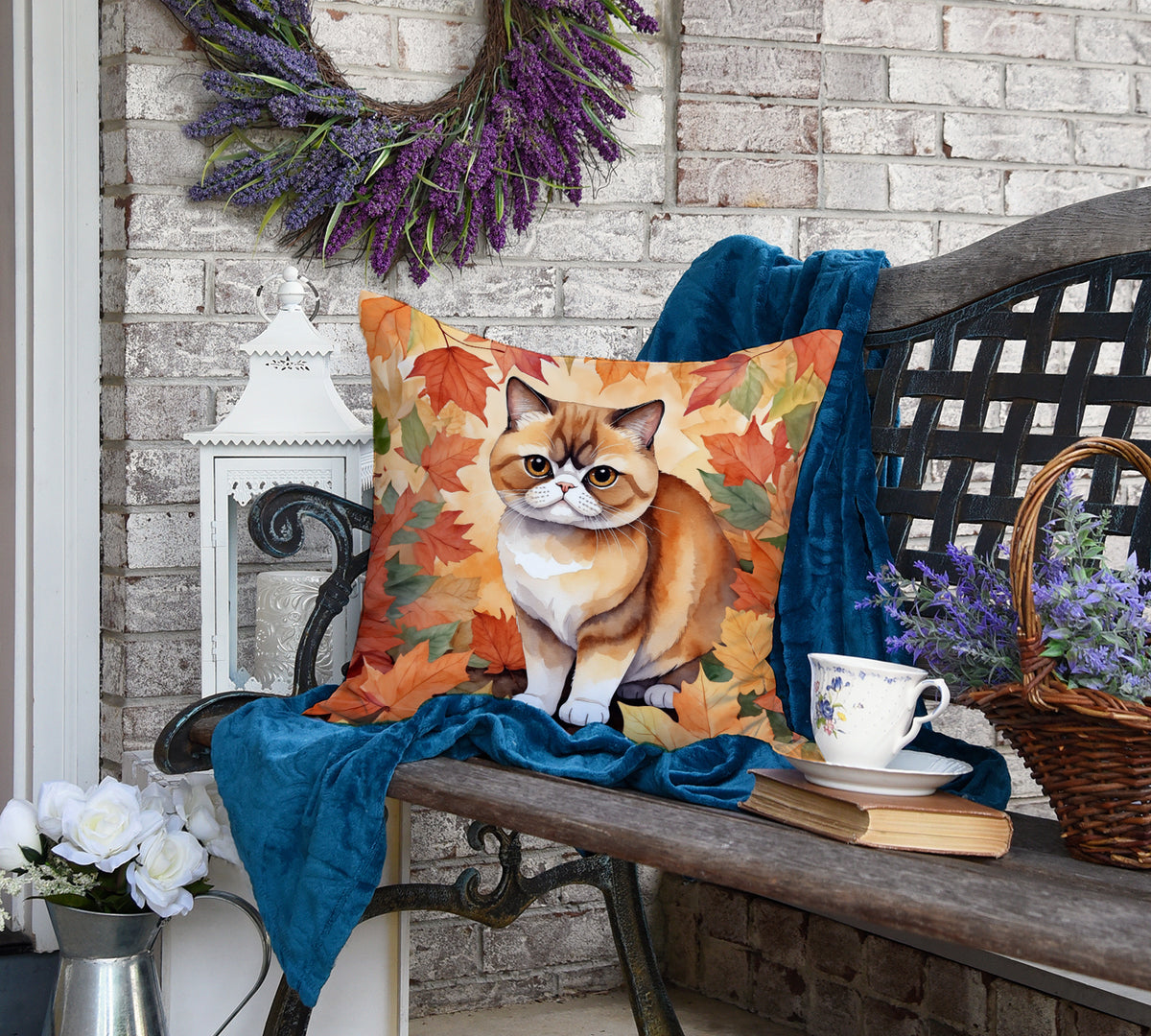 Caroline's Treasures Exotic Shorthair Cat in Fall Leaves Throw Pillow Machine Washable, Indoor Outdoor Decorative - image 4