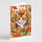 Caroline's Treasures Foldex Exotic Fold Cat in Fall Leaves Greeting Cards Pack of 8 Blank Cards with Envelopes