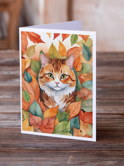 Caroline's Treasures Foldex Exotic Fold Cat in Fall Leaves Greeting Cards Pack of 8 Blank Cards with Envelopes - image 2