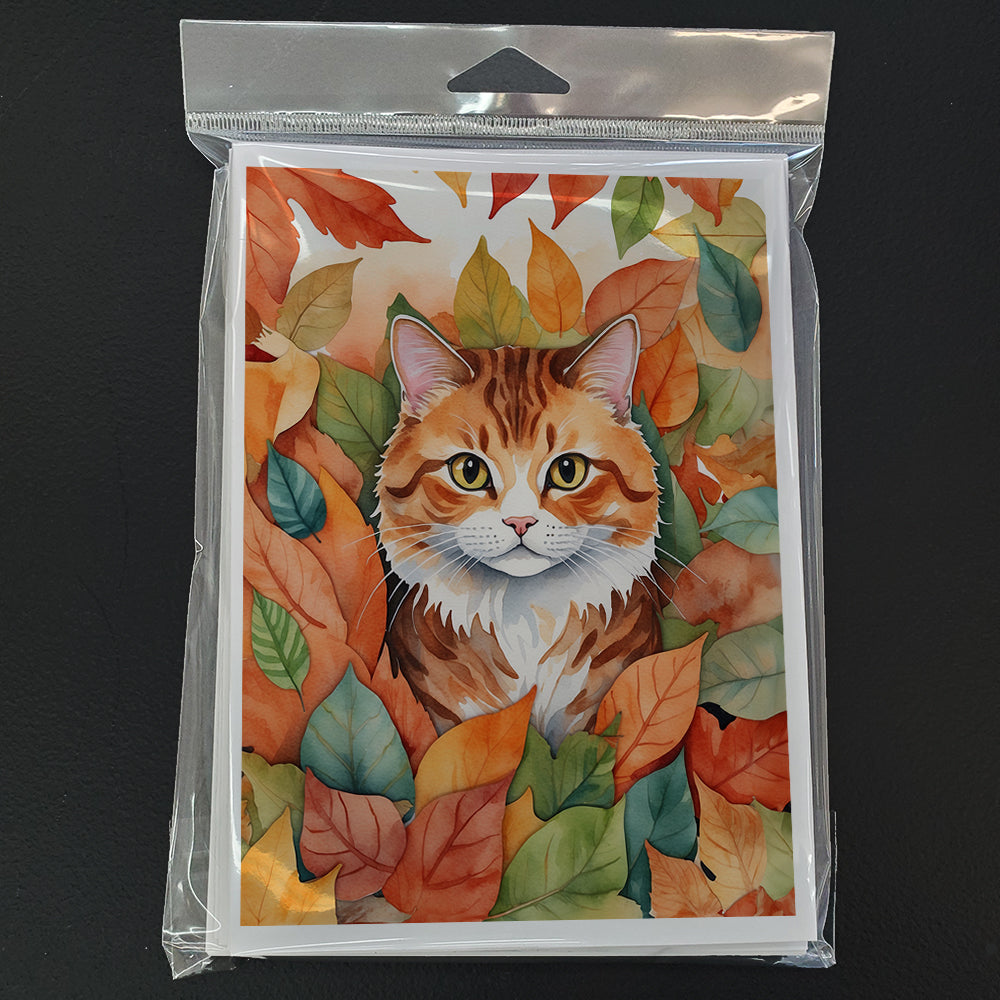 Caroline's Treasures Foldex Exotic Fold Cat in Fall Leaves Greeting Cards Pack of 8 Blank Cards with Envelopes - image 3