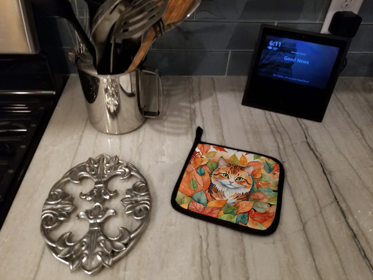 Caroline's Treasures Foldex Exotic Fold Cat in Fall Leaves Pair of Pot Holders Kitchen Heat Resistant Pot Holders Sets - image 3