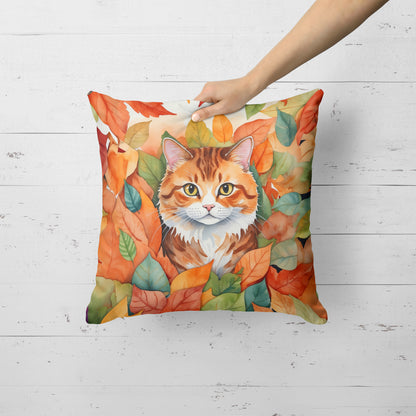 Caroline's Treasures Foldex Exotic Fold Cat in Fall Leaves Throw Pillow Machine Washable, Indoor Outdoor Decorative - image 2