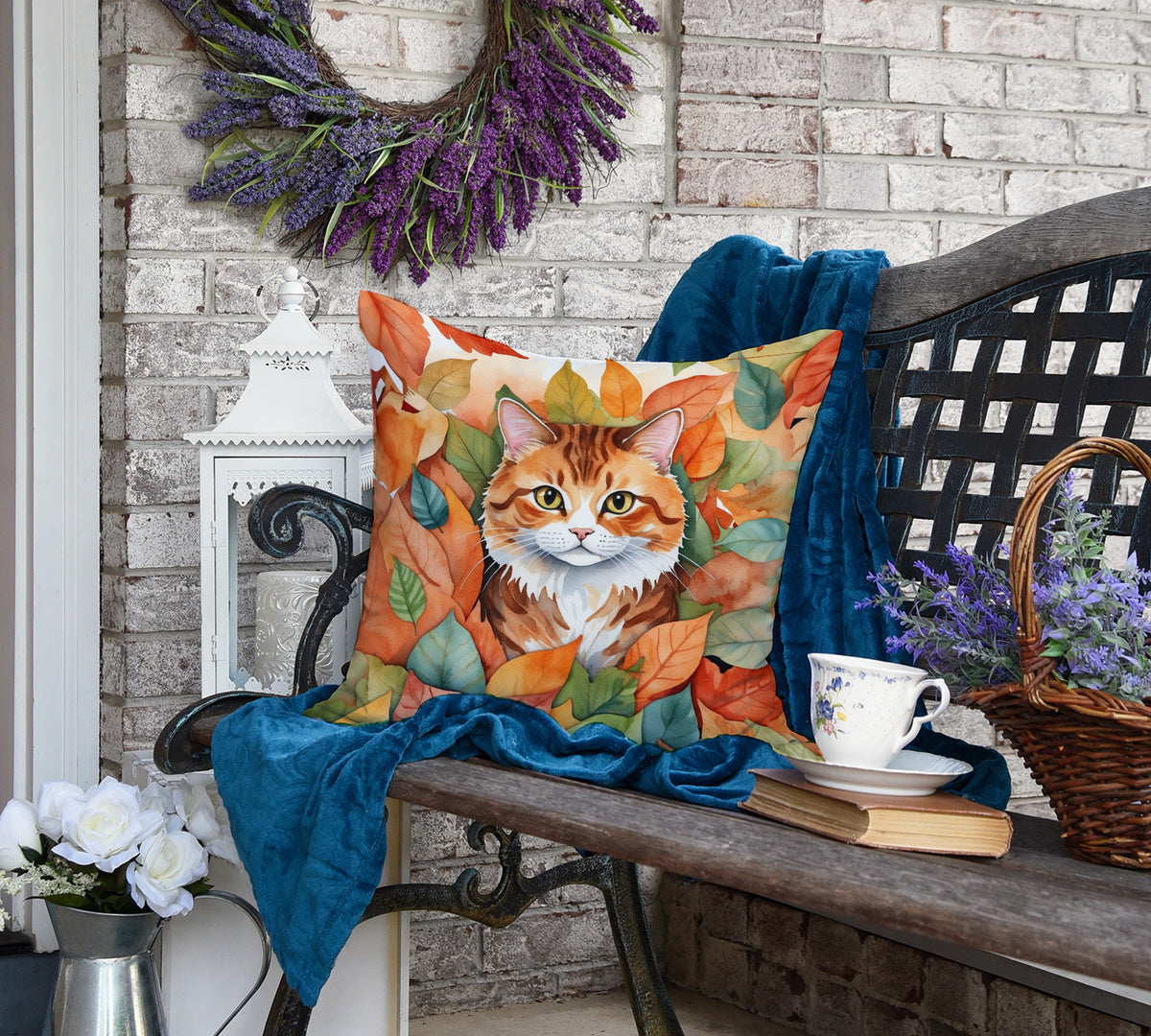 Caroline's Treasures Foldex Exotic Fold Cat in Fall Leaves Throw Pillow Machine Washable, Indoor Outdoor Decorative - image 4