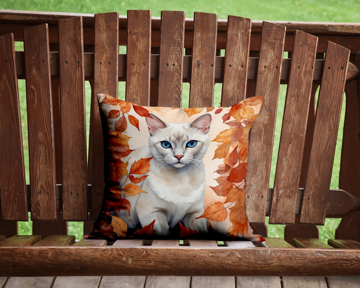 Caroline's Treasures Foreign White Cat in Fall Leaves Throw Pillow Machine Washable, Indoor Outdoor Decorative Pillow - image 2