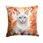 Caroline's Treasures Foreign White Cat in Fall Leaves Throw Pillow Machine Washable, Indoor Outdoor Decorative Pillow