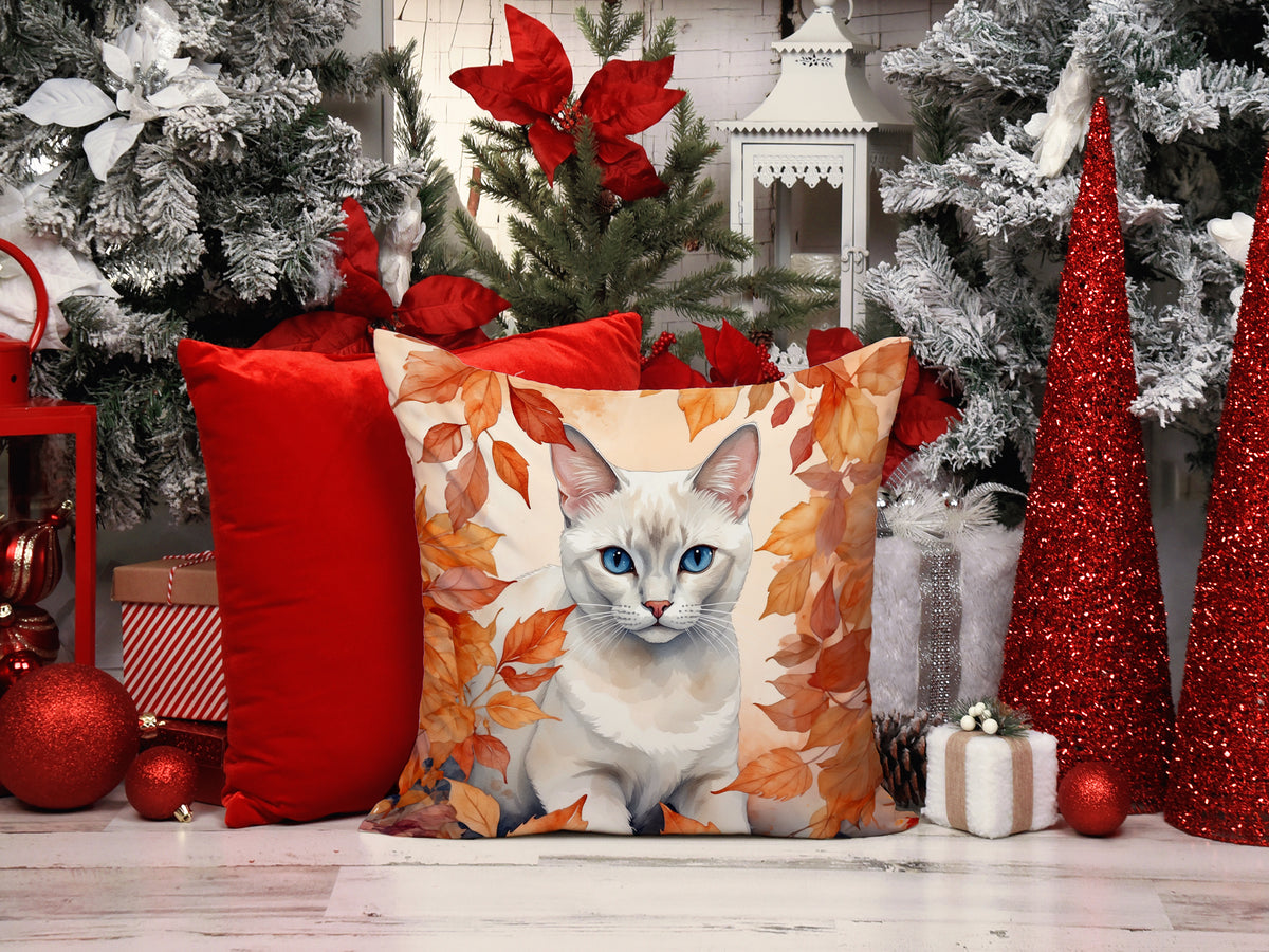 Caroline's Treasures Foreign White Cat in Fall Leaves Throw Pillow Machine Washable, Indoor Outdoor Decorative Pillow - image 7