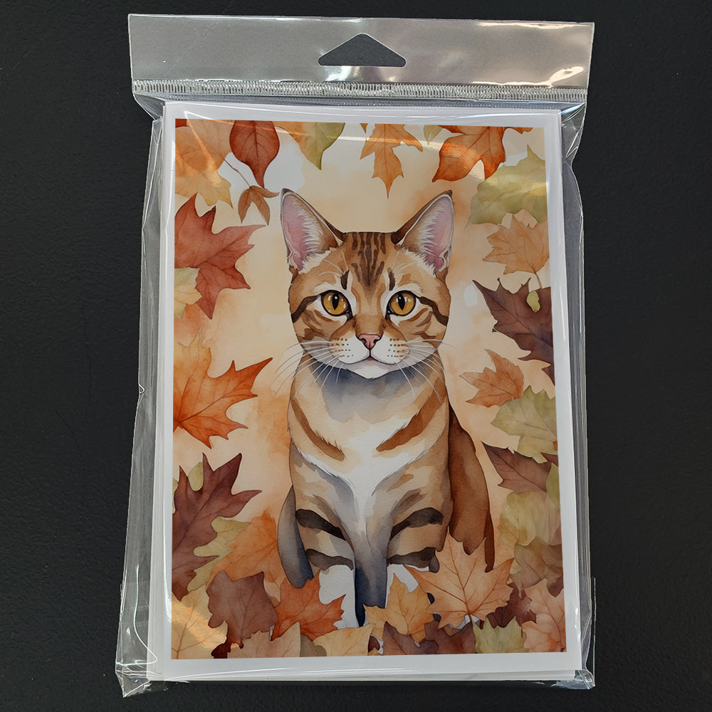 Caroline's Treasures German Rex Cat in Fall Leaves Greeting Cards Pack of 8 Blank Cards with Envelopes Whimsical A7 - image 3