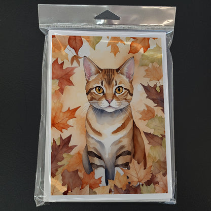 Caroline's Treasures German Rex Cat in Fall Leaves Greeting Cards Pack of 8 Blank Cards with Envelopes Whimsical A7 - image 3