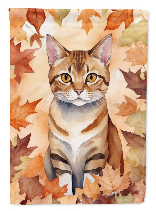 Caroline's Treasures German Rex Cat in Fall Leaves Garden Flag Mailbox Flag Decorative Yard Flag Banner Outside Patio