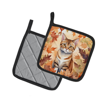 Caroline's Treasures German Rex Cat in Fall Leaves Pair of Pot Holders Kitchen Heat Resistant Pot Holders Sets Oven Hot - image 2