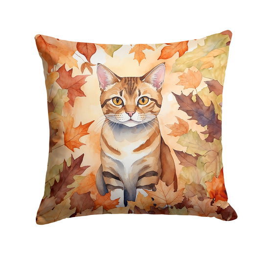 Caroline's Treasures German Rex Cat in Fall Leaves Throw Pillow Machine Washable, Indoor Outdoor Decorative Pillow for