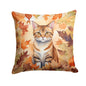 Caroline's Treasures German Rex Cat in Fall Leaves Throw Pillow Machine Washable, Indoor Outdoor Decorative Pillow for