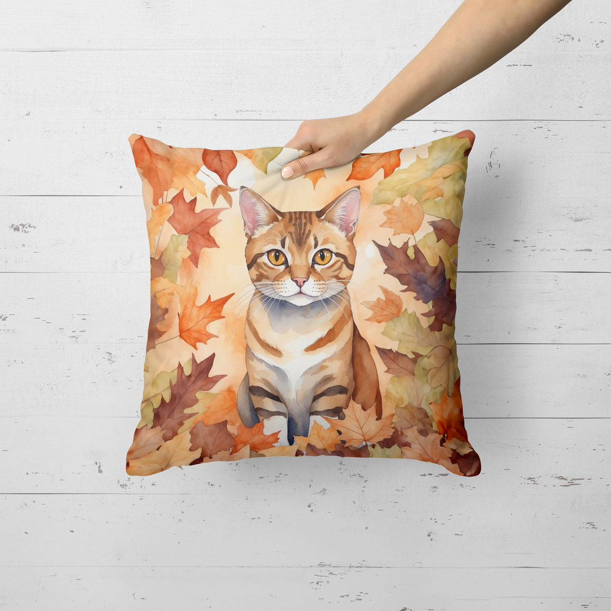 Caroline's Treasures German Rex Cat in Fall Leaves Throw Pillow Machine Washable, Indoor Outdoor Decorative Pillow for - image 2