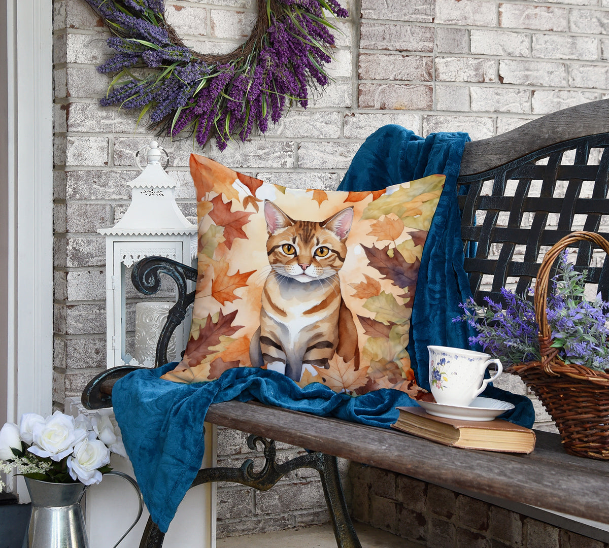 Caroline's Treasures German Rex Cat in Fall Leaves Throw Pillow Machine Washable, Indoor Outdoor Decorative Pillow for - image 4