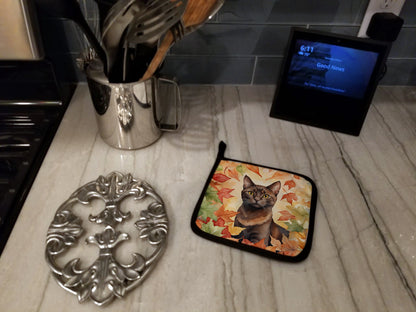 Caroline's Treasures Havana Brown Cat in Fall Leaves Pair of Pot Holders Kitchen Heat Resistant Pot Holders Sets Oven - image 3