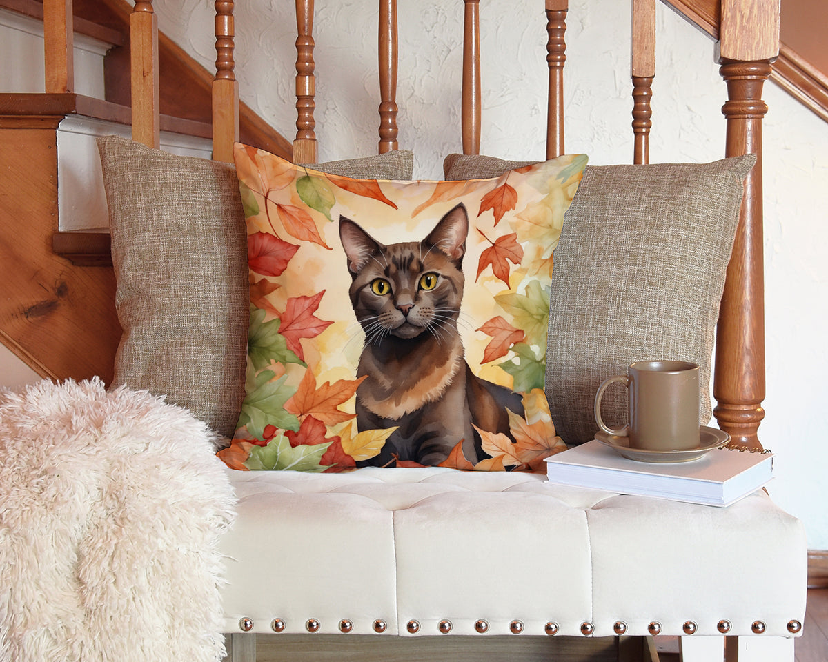 Caroline's Treasures Havana Brown Cat in Fall Leaves Throw Pillow Machine Washable, Indoor Outdoor Decorative Pillow - image 3