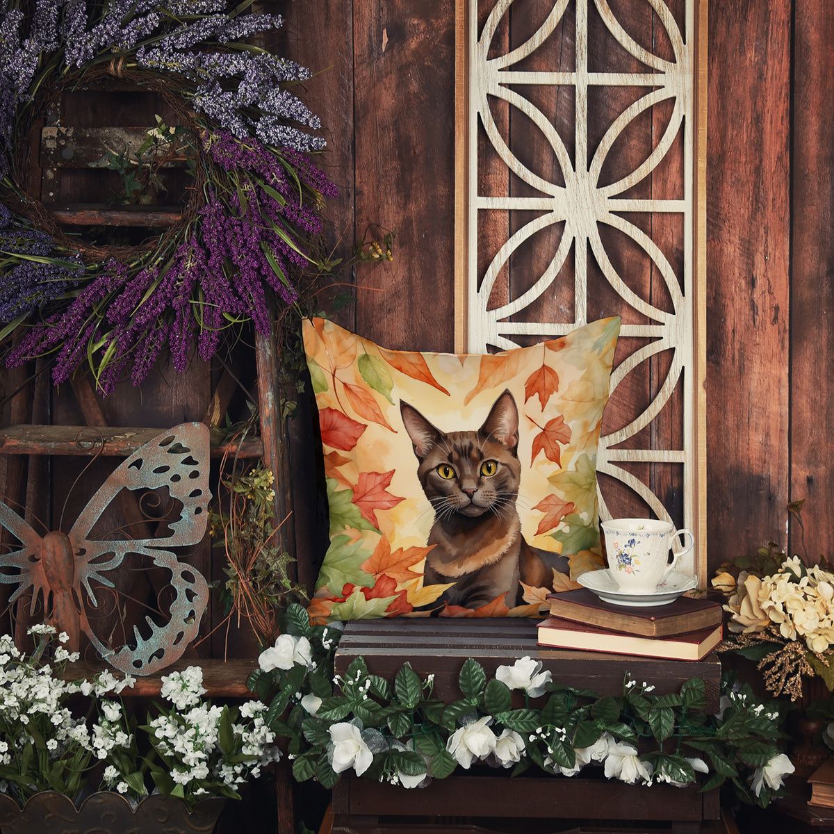 Caroline's Treasures Havana Brown Cat in Fall Leaves Throw Pillow Machine Washable, Indoor Outdoor Decorative Pillow - image 5