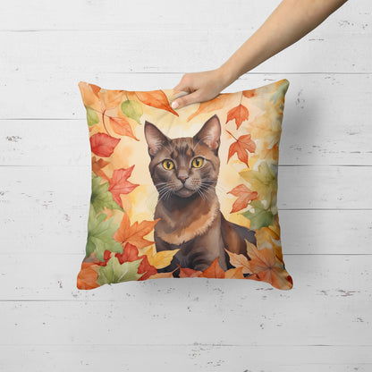 Caroline's Treasures Havana Brown Cat in Fall Leaves Throw Pillow Machine Washable, Indoor Outdoor Decorative Pillow - image 2