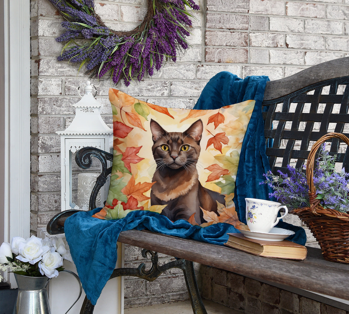 Caroline's Treasures Havana Brown Cat in Fall Leaves Throw Pillow Machine Washable, Indoor Outdoor Decorative Pillow - image 4