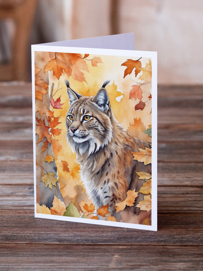 Caroline's Treasures Highlander Lynx Cat in Fall Leaves Greeting Cards Pack of 8 Blank Cards with Envelopes Whimsical - image 2