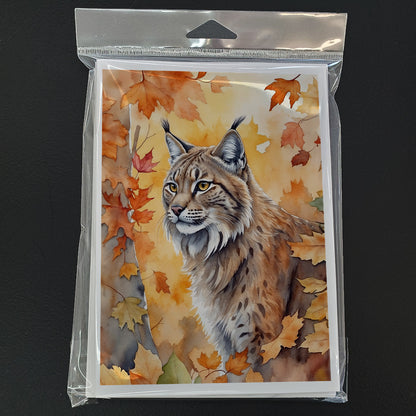 Caroline's Treasures Highlander Lynx Cat in Fall Leaves Greeting Cards Pack of 8 Blank Cards with Envelopes Whimsical - image 3