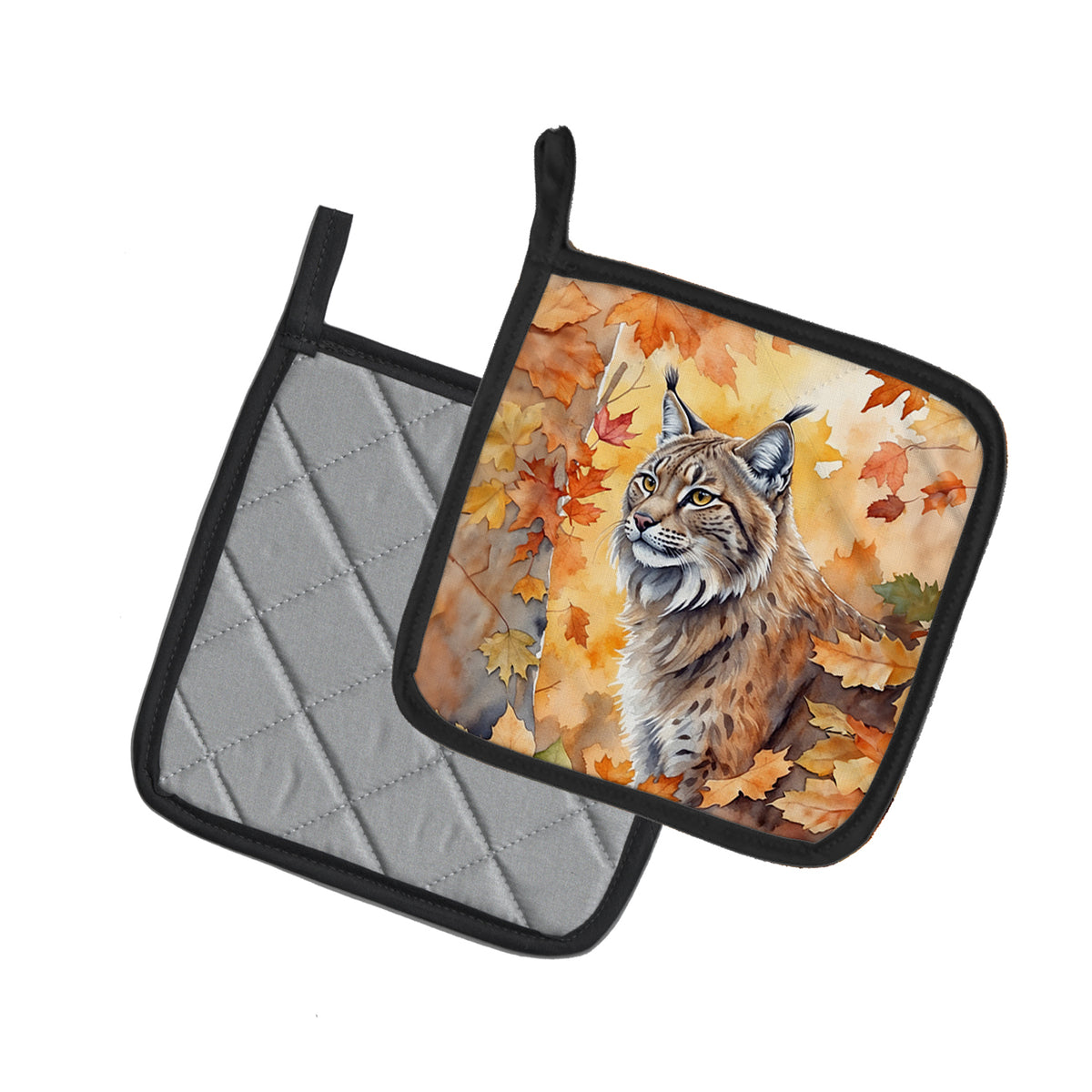 Caroline's Treasures Highlander Lynx Cat in Fall Leaves Pair of Pot Holders Kitchen Heat Resistant Pot Holders Sets - image 2