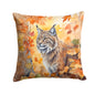 Caroline's Treasures Highlander Lynx Cat in Fall Leaves Throw Pillow Machine Washable, Indoor Outdoor Decorative Pillow