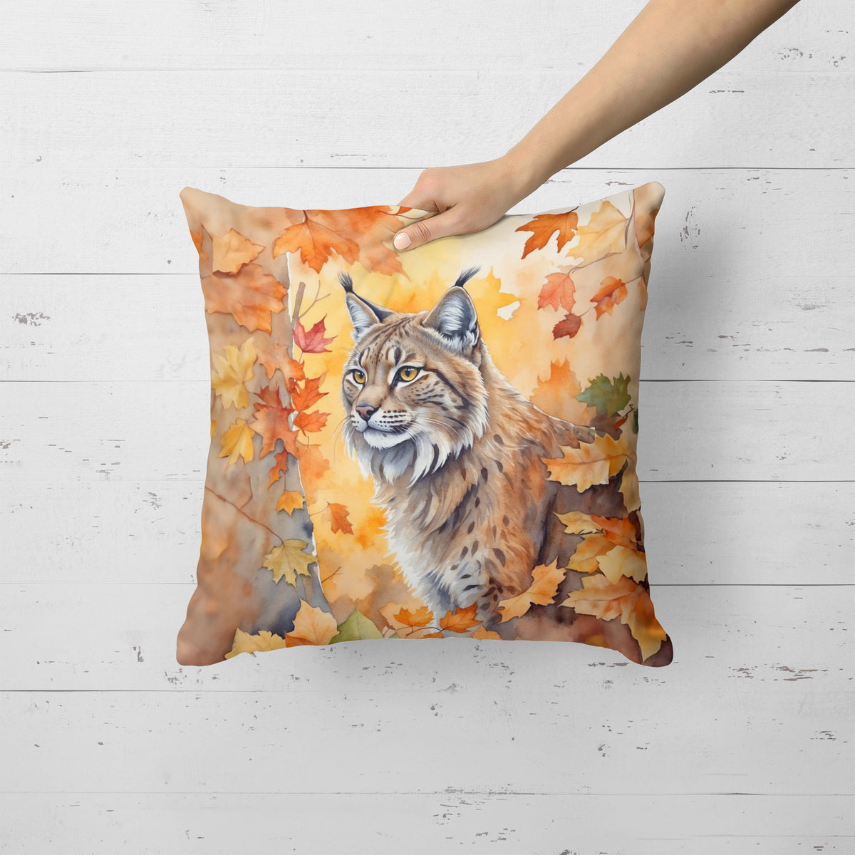 Caroline's Treasures Highlander Lynx Cat in Fall Leaves Throw Pillow Machine Washable, Indoor Outdoor Decorative Pillow - image 2