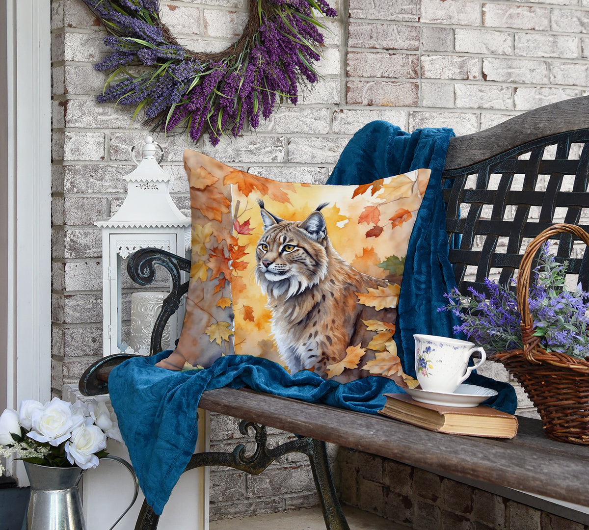 Caroline's Treasures Highlander Lynx Cat in Fall Leaves Throw Pillow Machine Washable, Indoor Outdoor Decorative Pillow - image 4