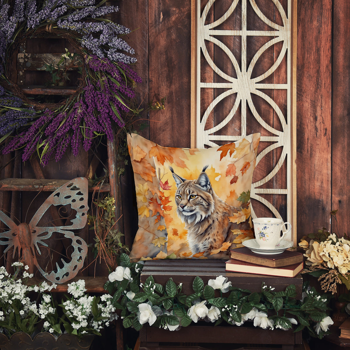 Caroline's Treasures Highlander Lynx Cat in Fall Leaves Throw Pillow Machine Washable, Indoor Outdoor Decorative Pillow - image 6