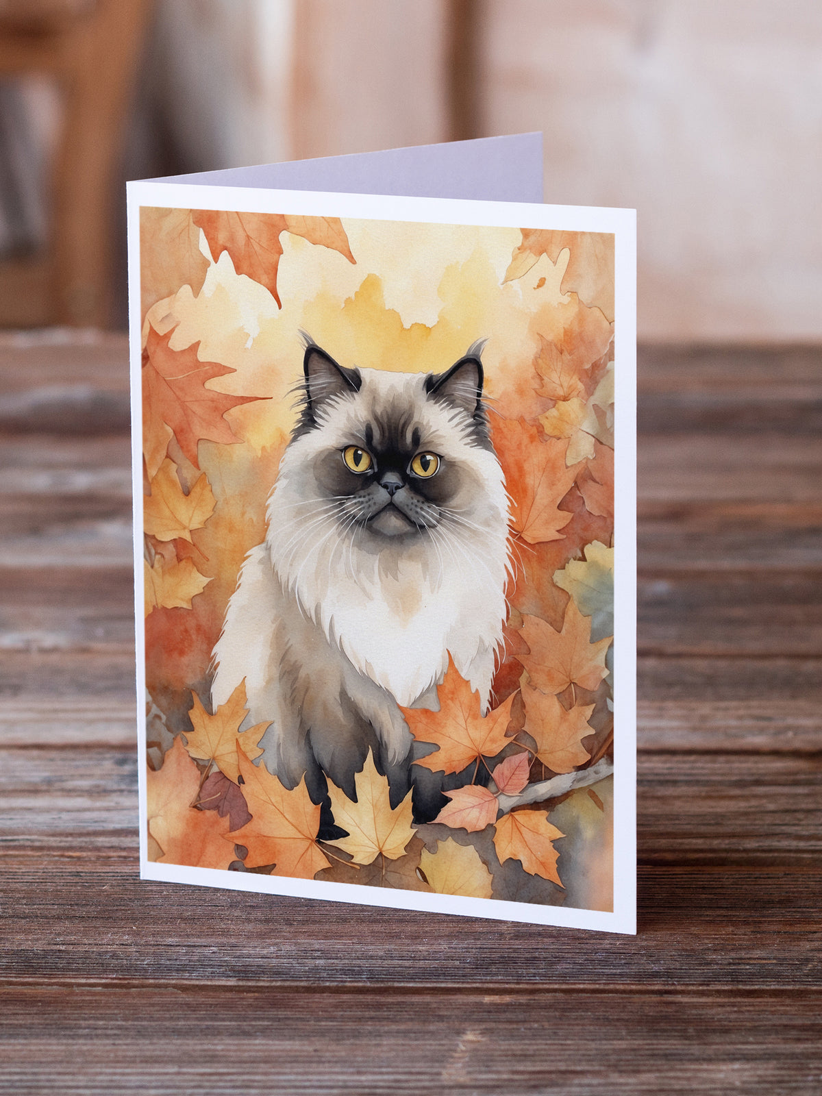 Caroline's Treasures Himalayan Cat in Fall Leaves Greeting Cards Pack of 8 Blank Cards with Envelopes Whimsical A7 Size - image 2