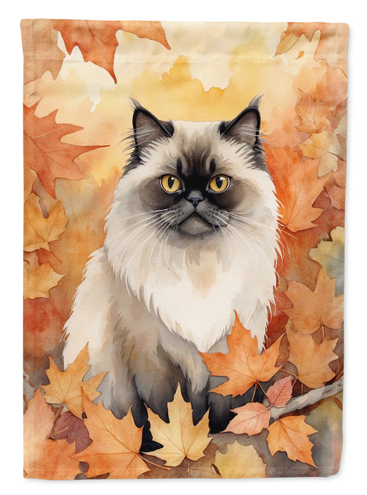 Caroline's Treasures Himalayan Cat in Fall Leaves Garden Flag Mailbox Flag Decorative Yard Flag Banner Outside Patio
