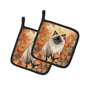 Caroline's Treasures Himalayan Cat in Fall Leaves Pair of Pot Holders Kitchen Heat Resistant Pot Holders Sets Oven Hot