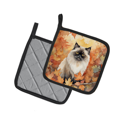 Caroline's Treasures Himalayan Cat in Fall Leaves Pair of Pot Holders Kitchen Heat Resistant Pot Holders Sets Oven Hot - image 2