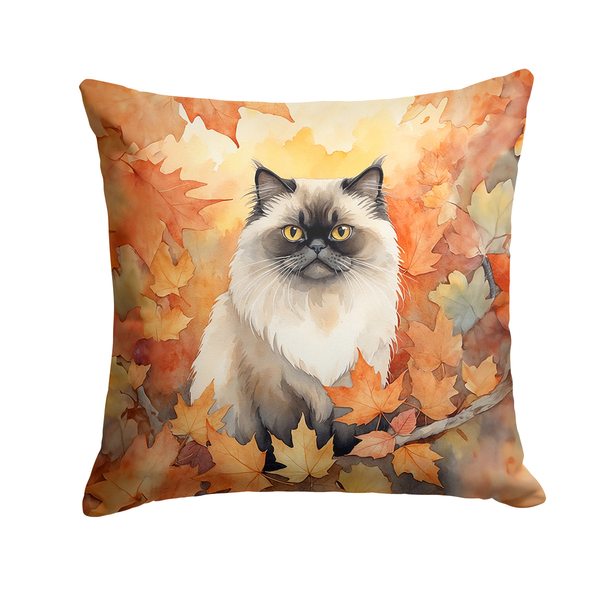 Caroline's Treasures Himalayan Cat in Fall Leaves Throw Pillow Machine Washable, Indoor Outdoor Decorative Pillow for