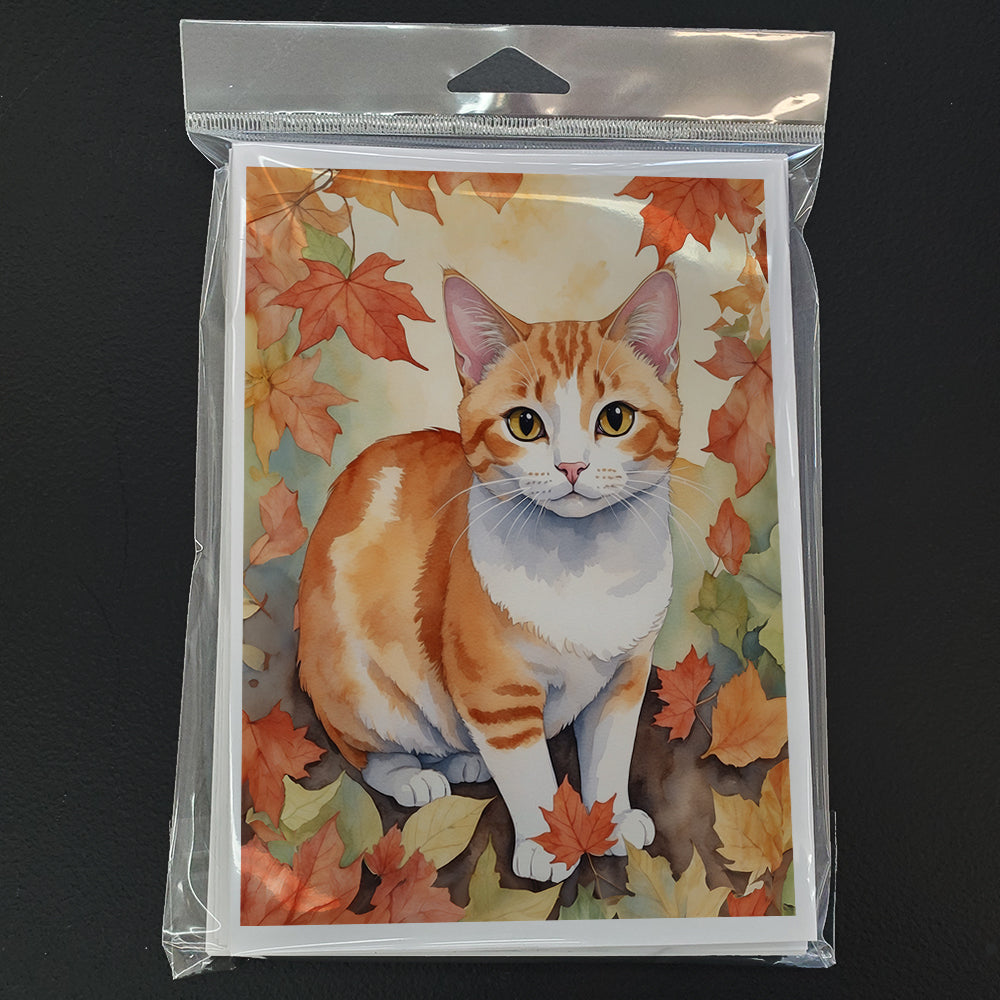 Caroline's Treasures Japanese Bobtail Cat in Fall Leaves Greeting Cards Pack of 8 Blank Cards with Envelopes Whimsical - image 3